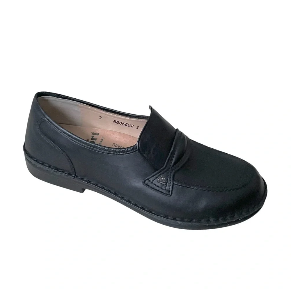 FINN COMFORT Germany Men’s Toledo Black Leather Slip-on City Shoes 8